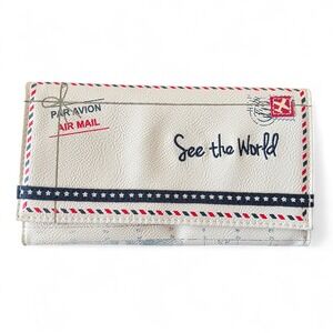 Miamica "See the World" Travel Wallet Organizer‎ Passport Holder Airmail Design